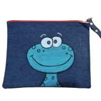 Dino Delight Denim Pouch