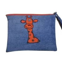 Scarlet Giraffe Denim Pouch